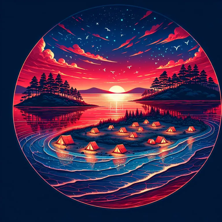 사천비토솔섬오토캠핑장 일몰 바다 갯벌