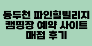 동두천 파인힐빌리지 캠핑장 예약 사이트 매점 후기