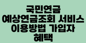 국민연금 예상연금조회 서비스 이용방법 가입자 혜택