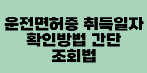 운전면허증 취득일자 확인방법 간단 조회법