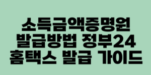 소득금액증명원 발급방법 정부24 홈택스 발급 가이드