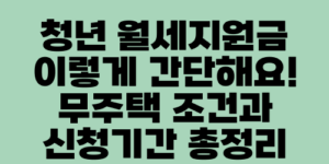 청년 월세지원금 이렇게 간단해요! 무주택 조건과 신청기간 총정리