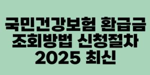 국민건강보험 환급금 조회방법 신청절차 2025 최신
