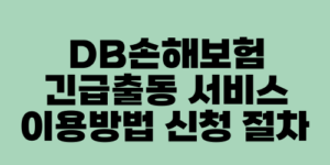 DB손해보험 긴급출동 서비스 이용방법 신청 절차
