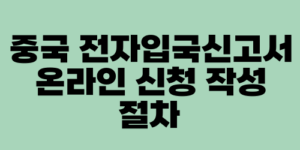중국 전자입국신고서 온라인 신청 작성 절차
