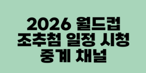 2026 월드컵 조추첨 일정 시청 중계 채널