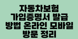 자동차보험 가입증명서 발급 방법 온라인 모바일 방문 정리