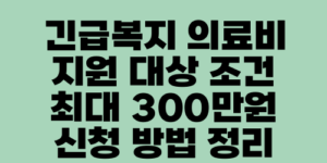 긴급복지 의료비 지원 대상 조건 최대 300만원 신청 방법 정리