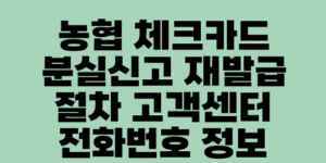 농협 체크카드 분실신고 재발급 절차 고객센터 전화번호 정보